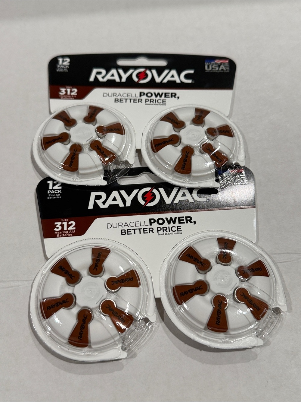 312 Hearing Aid Batteries - Brown (2X 12 pack ) NEW EXP MAY 2027